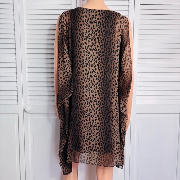 JAY GODFREY Brown Leopard Print V-Neck Kimono Stastny Dress Size 2 - Picture 7 of 7